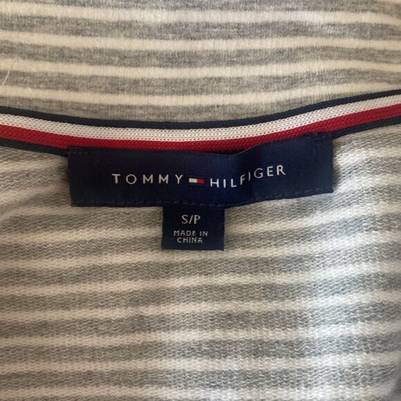 TOMMY HILFIGER Military Jacket Womens Sz Small Grey Striped Knit - Picture 6 of 6